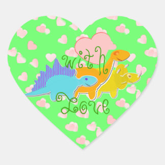 Met liefde dinosaurussen harten hart sticker