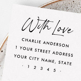 Met liefde elegant script retour adres rubberstempel