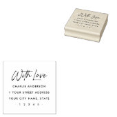 Met liefde elegant script retour adres rubberstempel (Gestempeld)