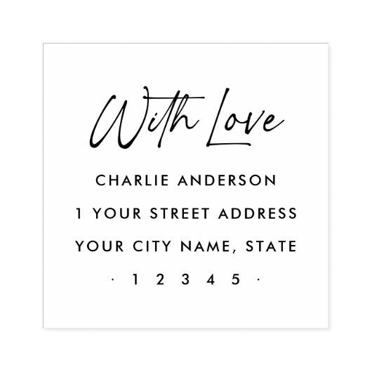Met liefde elegant script retour adres rubberstempel (Afrduk)