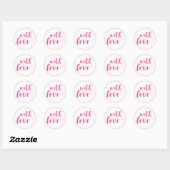 Met Liefde, Elegant Script Typografie Ronde Sticke Sticker (Vel)