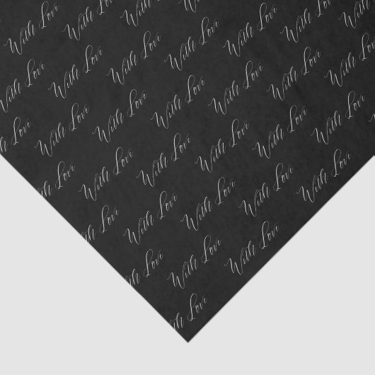 Met liefde Elegante Kalligrafie Solid Black Weddin Tissuepapier (Detail)