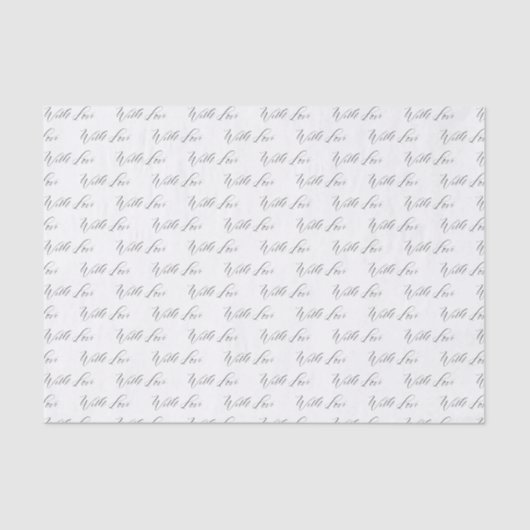 Met Liefde Elegante Kalligrafie Zwart Wit Gifting Tissuepapier (Voorkant)