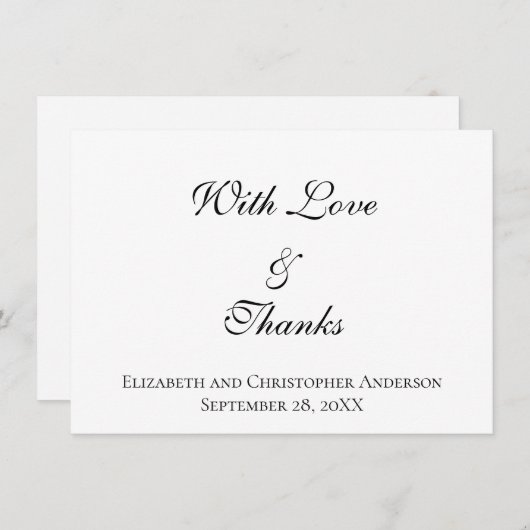 Met liefde en Bedankt bruiloft Dank je wel Kaart Notitiekaartje (Voorkant / Achterkant)