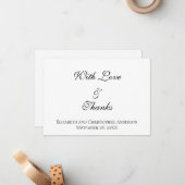 Met liefde en Bedankt bruiloft Dank je wel Kaart Notitiekaartje (Voorkant / Achterkant in situ)