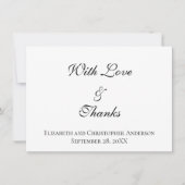 Met liefde en Bedankt bruiloft Dank je wel Kaart Notitiekaartje (Voorkant)