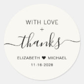 Met liefde en Bedankt crème bruiloft dank u Ronde Sticker (Voorkant)