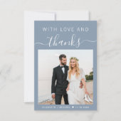 Met liefde en Bedankt foto stoffige blauwe bruilof (Voorkant)