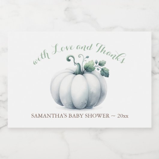 Met liefde en Bedankt witte pompoen Sparkling Wijnetiket (Enkel label)