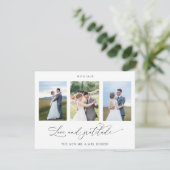 Met liefde en dankbaarheid Elegant Photo Wedding Bedankkaart (Staand voorkant)