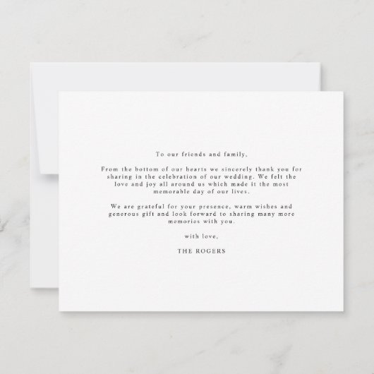 Met liefde en dankbaarheid Elegant Photo Wedding Bedankkaart (Achterkant)