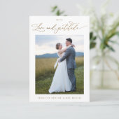 Met liefde en dankbaarheid, Elegant Photo Wedding Bedankkaart (Staand voorkant)
