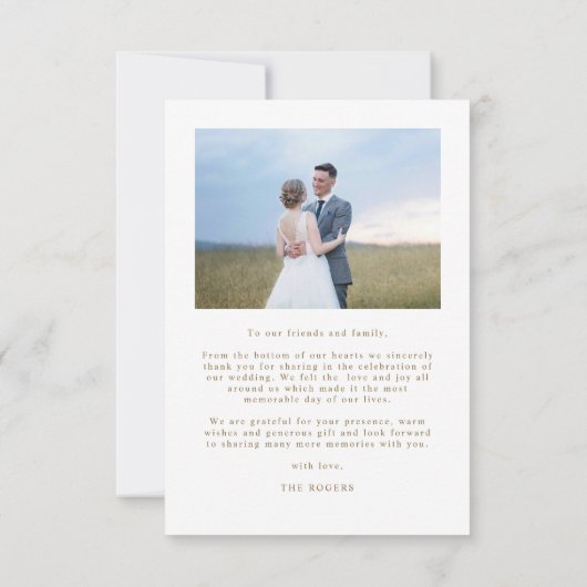 Met liefde en dankbaarheid, Elegant Photo Wedding Bedankkaart (Achterkant)
