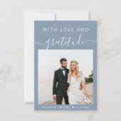 Met liefde en dankbaarheid foto stoffige blauwe br bedankkaart (Voorkant)