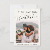 Met liefde en dankbaarheid Photo Cream bruiloft Bedankkaart (Voorkant)