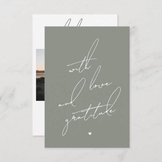Met Liefde en Dankbaarheid Voorgedrukte Boodschap Bedankkaart (Voorkant / Achterkant)