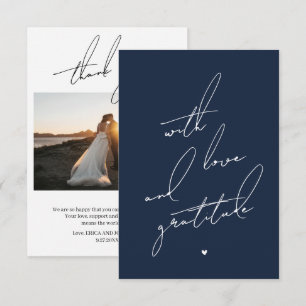 Met Liefde en Dankbaarheid Voorgedrukte Boodschap Bedankkaart