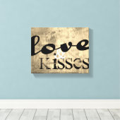 met liefde en kussen omwikkeld canvas met shabby c afdruk (Insitu (Houten vloer))