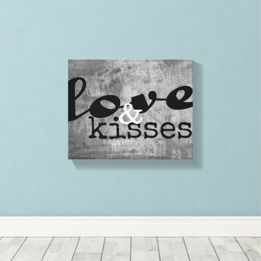 met liefde en kussen omwikkelde canvaswandkunst gr canvas afdruk (Insitu (Houten vloer))