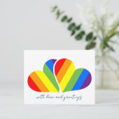 met liefde en regenboogharten briefkaart (Staand voorkant)