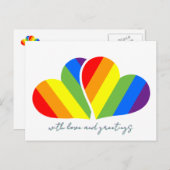 met liefde en regenboogharten briefkaart (Voorkant / Achterkant)