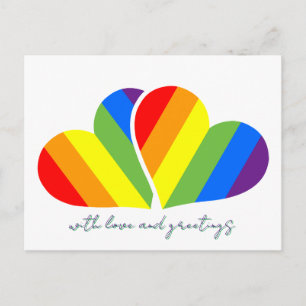 met liefde en regenboogharten briefkaart