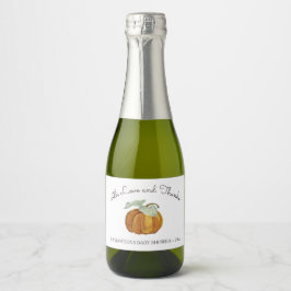 Met liefde en witte pompoen mousserende wijn label sparkling wijnetiket