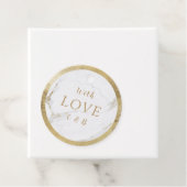 Met liefde faux gouden marmer moderne bruiloft bedankjes labels (In situ)