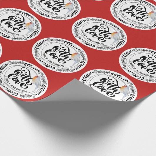 MET LIEFDE Festivische Winter Robin Persoonlijk Cadeaupapier (Hoek)