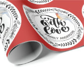 MET LIEFDE Festivische Winter Robin Persoonlijk Cadeaupapier (Rol Hoek)