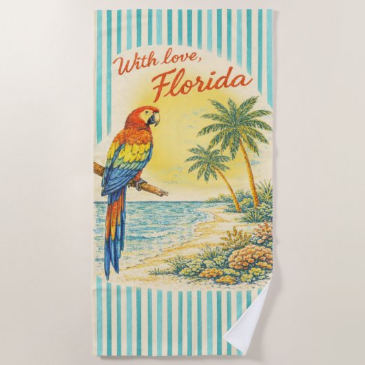 Met Liefde Florida Papegaai Strand Handdoek (Voorkant)