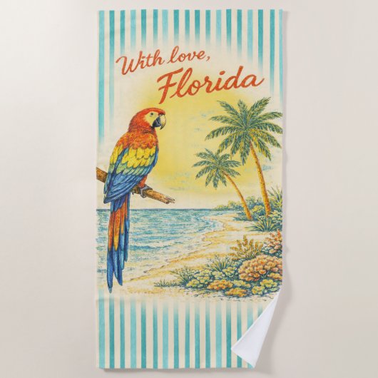 Met Liefde Florida Papegaai Strand Handdoek (Voorkant)