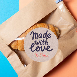 Met liefde gebakken ambachtspapier ronde sticker