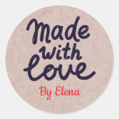 Met liefde gebakken ambachtspapier ronde sticker (Voorkant)