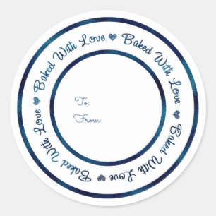 Met Liefde Gebakken Behandel Blauwe Glans Moderne  Ronde Sticker