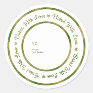 Met Liefde Gebakken Behandel Groene Glans Moderne  Ronde Sticker