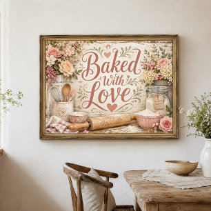 Met Liefde Gebakken Boerderij Keuken Muur Kunst Poster