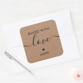 Met Liefde Gebakken Label, Thuisgemaakt Sticker, K Vierkante Sticker (Envelop)