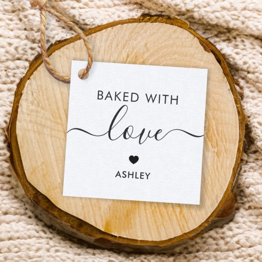 Met liefde gebakken label, zelfgemaakte cadeau lab bedankjes labels