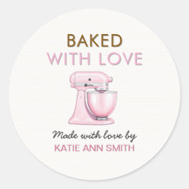 Met Liefde Gebakken Stickers Labels met Roze Mixer