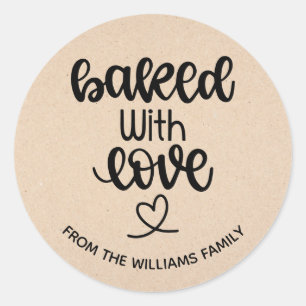 Met Liefde Gebakken Thuisgebakken Koopwaar Cadeau Ronde Sticker