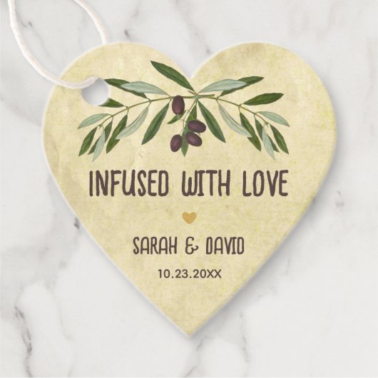 Met Liefde Geïnfuseerde Olijfolie Rustieke Trouwda Bedankjes Labels (Voorkant)