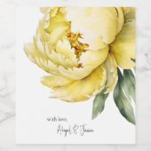 Met Liefde Gele Pioen Persoonlijke Namen Trouwen  Wijn Etiket (Enkel label)