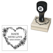 Met Liefde Gemaakt Bloemhartkrans Gepersonaliseerd Rubberstempel (Gestempeld)