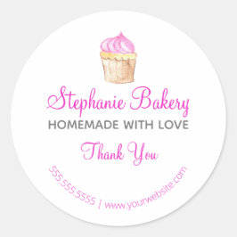 Met liefde gemaakt| Cup Cake Bakkerij Dank je Ronde Sticker