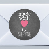 Met liefde gemaakt door jou - warm roze en krijt ronde sticker