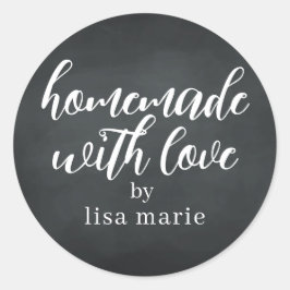 Met liefde gemaakt gepersonaliseerd schoolbord cad ronde sticker