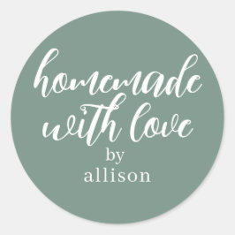 Met liefde gemaakt Persoonlijk geschenk in stoffig Ronde Sticker