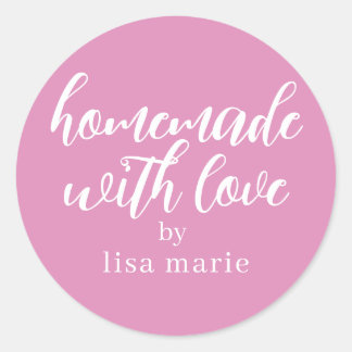 Met liefde gemaakt Persoonlijke Roze Roos Geschenk Ronde Sticker
