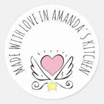 Met Liefde Gemaakt Voedsel Label Sticker Roze Hart